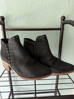 MIA Black Studded Suede Ankle Booties